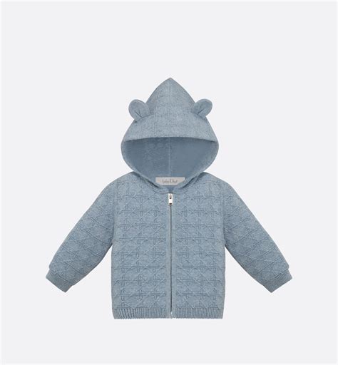 Baby Hooded Cardigan Pale Blue Cannage Cotton 